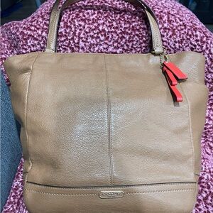 Coach Tan Park Pebbled Leather Shoulder Bag w/callout